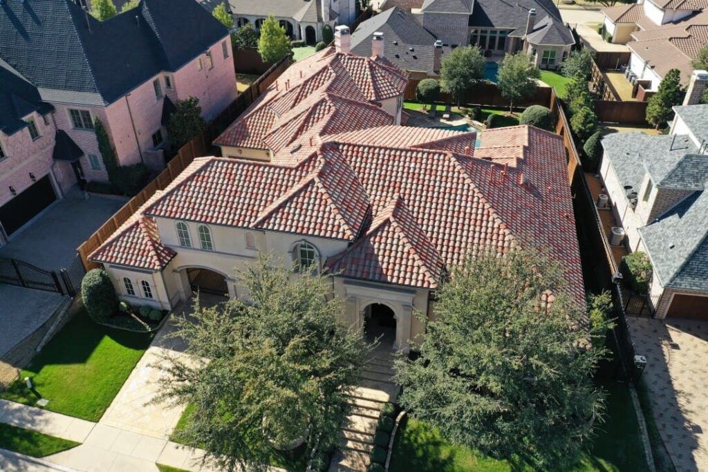 Luxury home with clay tile roof in Frisco TX