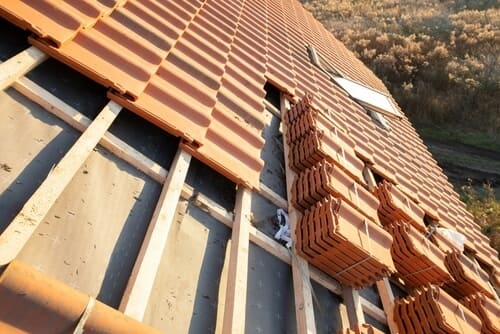 Overlapping Tiles on a Roof