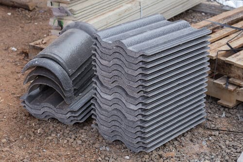 Stack of concrete roof tiles