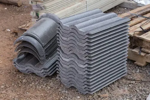Stack of concrete roof tiles