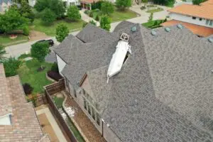 before photo of rebuilding a chimney and showing exposed roof