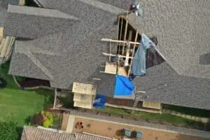 During reconstruction of chimney and roof repair