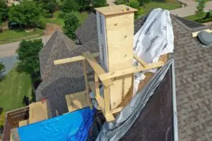 During reconstruction of chimney and roof repair