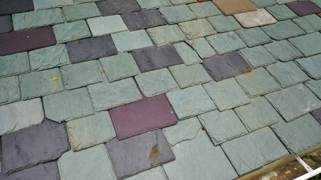 Multicolored slate roof tiles from home in University Park, TX