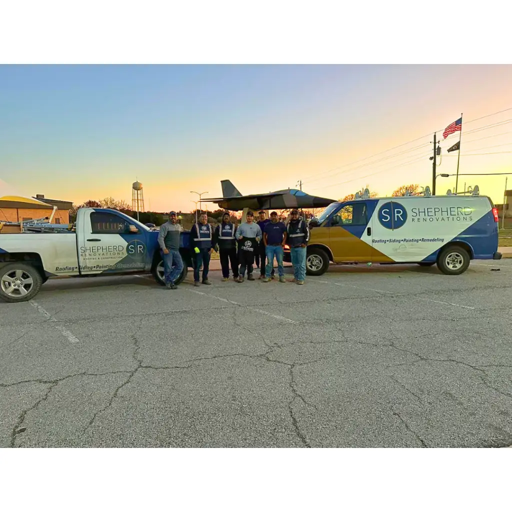 Photo of the team in front of the Shepphard Air Force