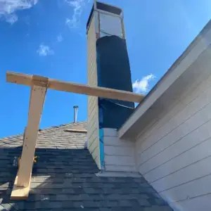 repairing chimney repair from damaged plywood substrate