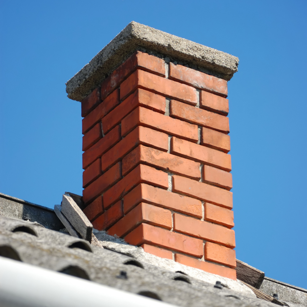 image of a brick chimney on a roof