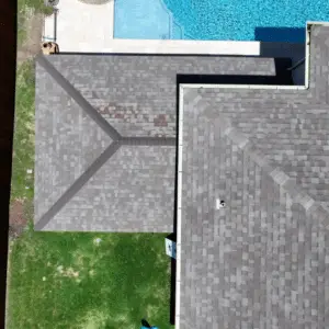 home backyard on gutter install