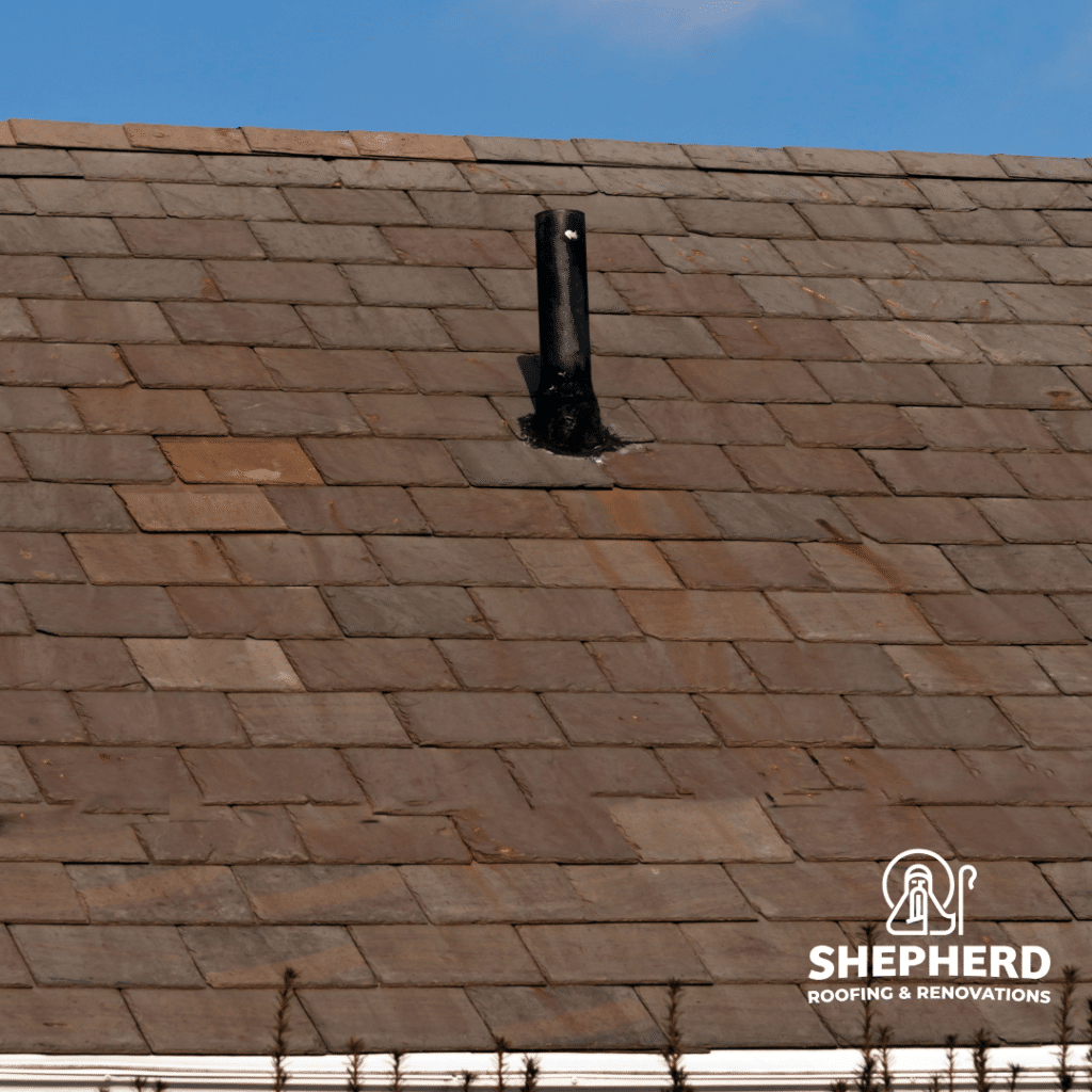 home roof view of a vent for ventilation
