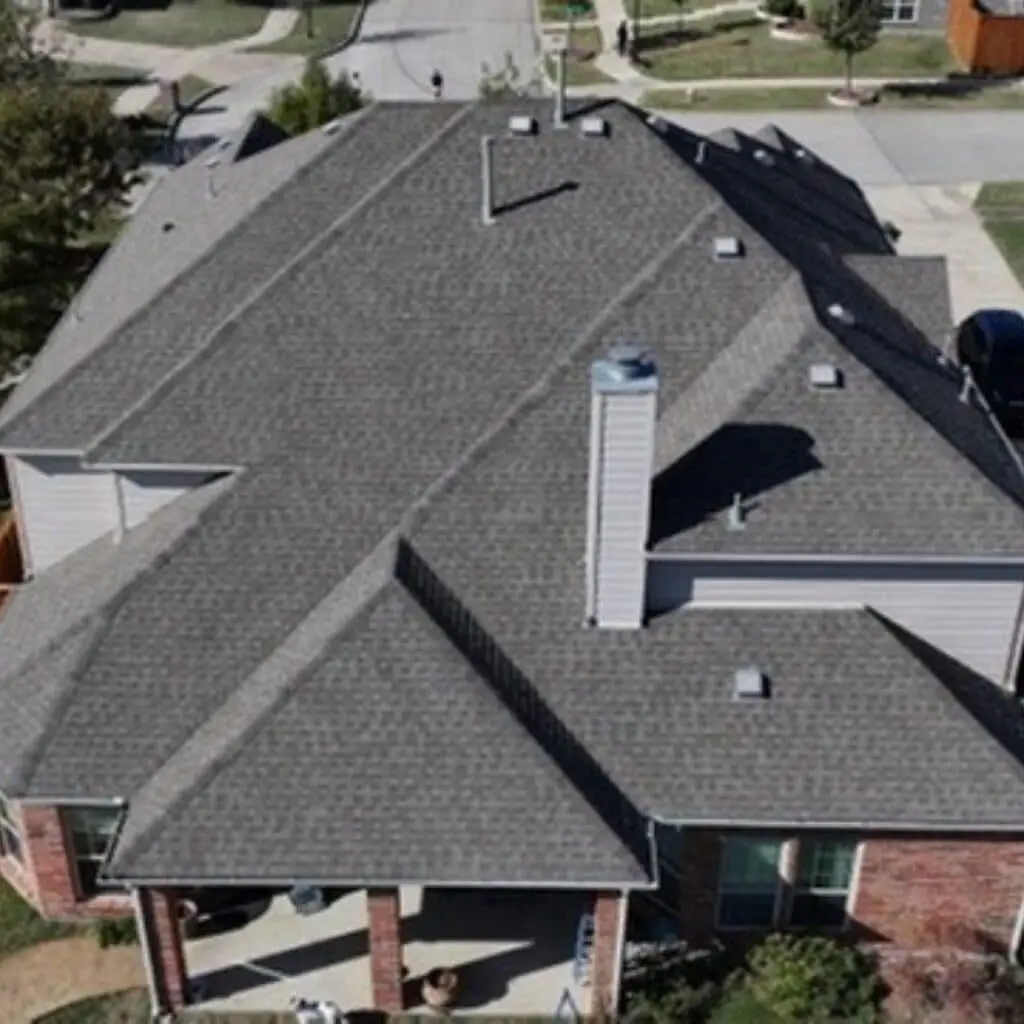 Drone view of roof replacement