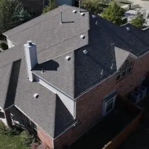 Drone view of roof replacement