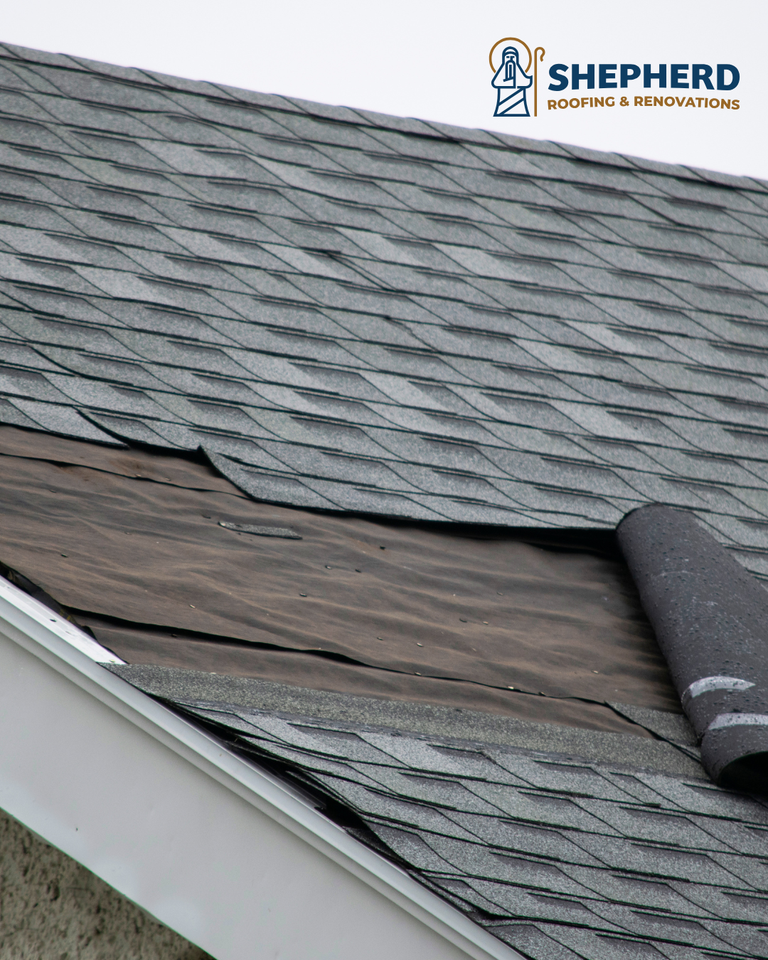 a roof with missing shinges