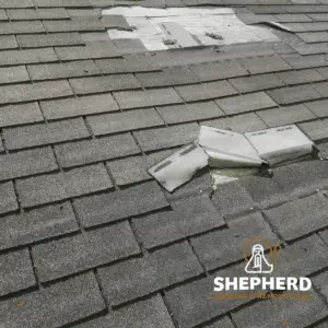 missing shingles on roof from weather