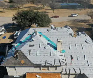 Roof replacement on residential home in Irving, TX during fall season